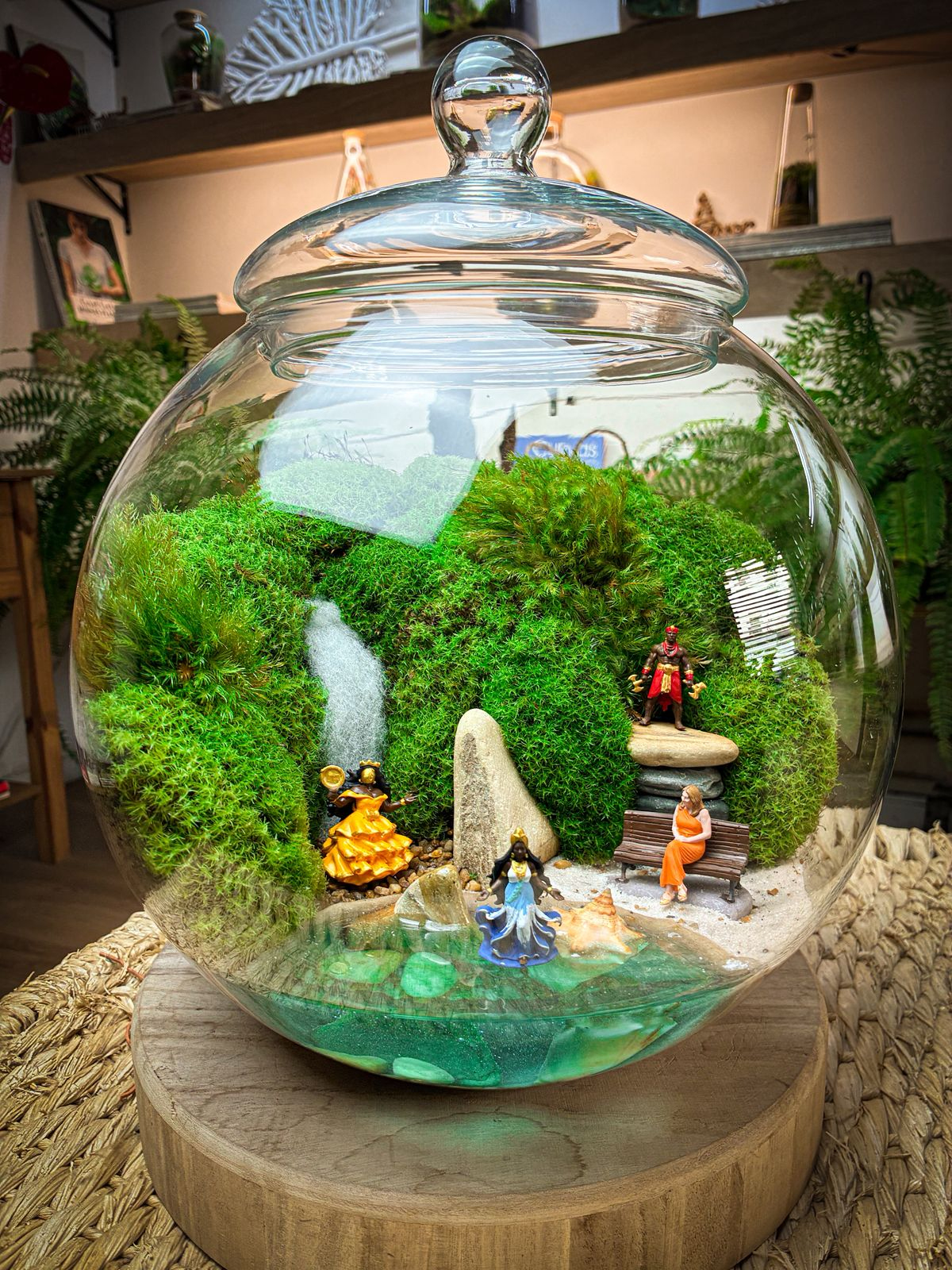 Terrário Proteção - 38 cm de altura com Oxum , Iemanjá, Xangô